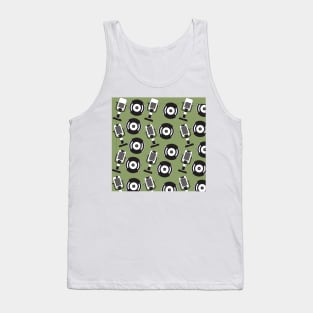 Unique Retro Mike and Vinyl Pattern Tank Top